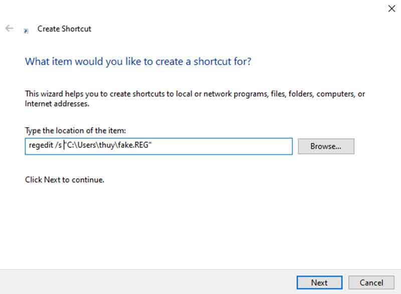 Đặt tên cho file shortcut.